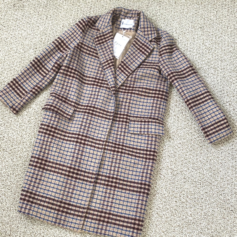 Plaid wool coat